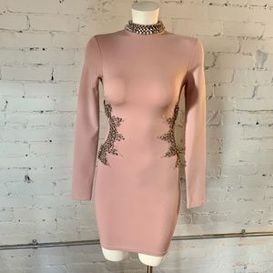 Statement Fashion Nova Dress w/ star sequins- Pink